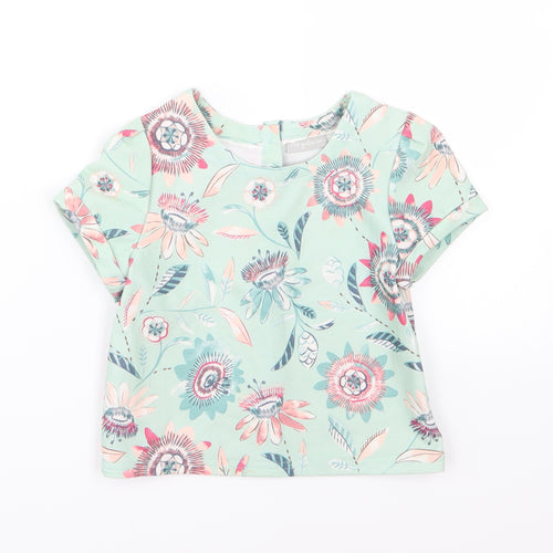 Matalan Girls Green Floral  Basic T-Shirt Size 5 Years