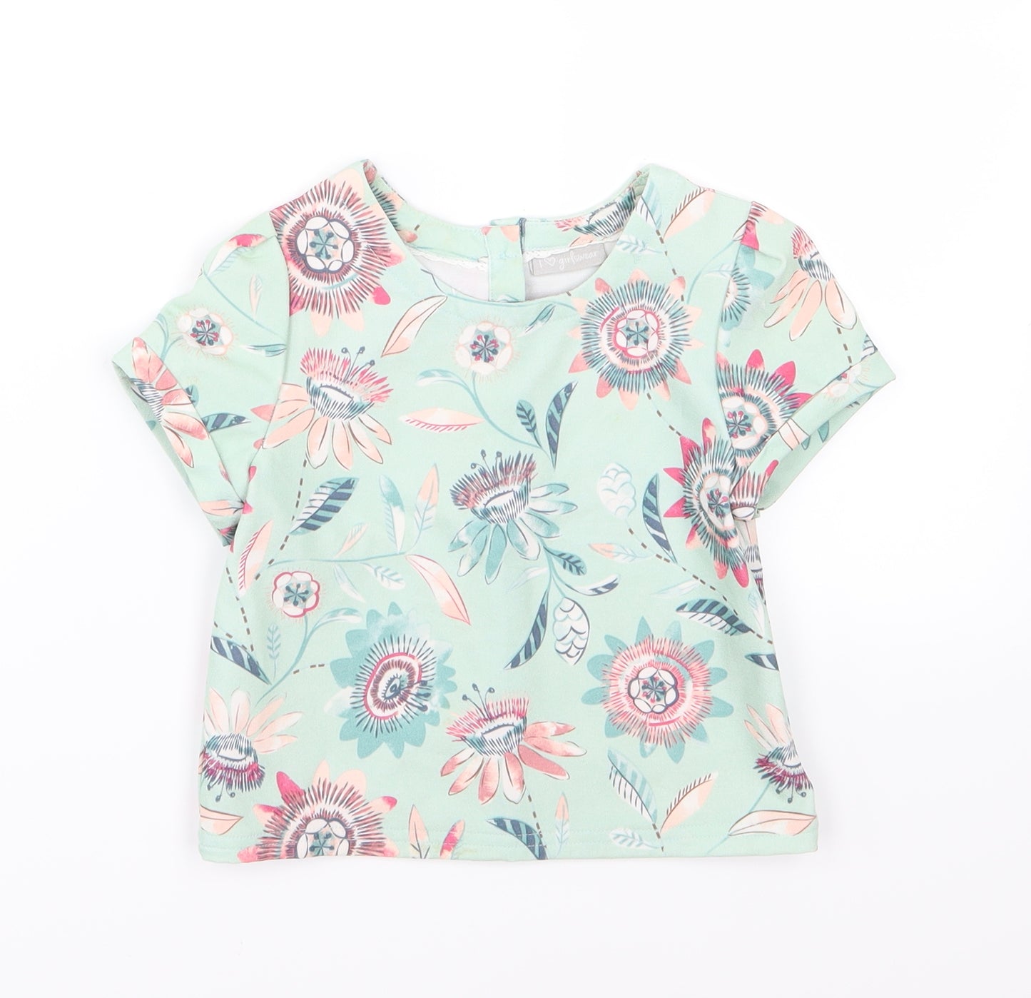 Matalan Girls Green Floral  Basic T-Shirt Size 5 Years