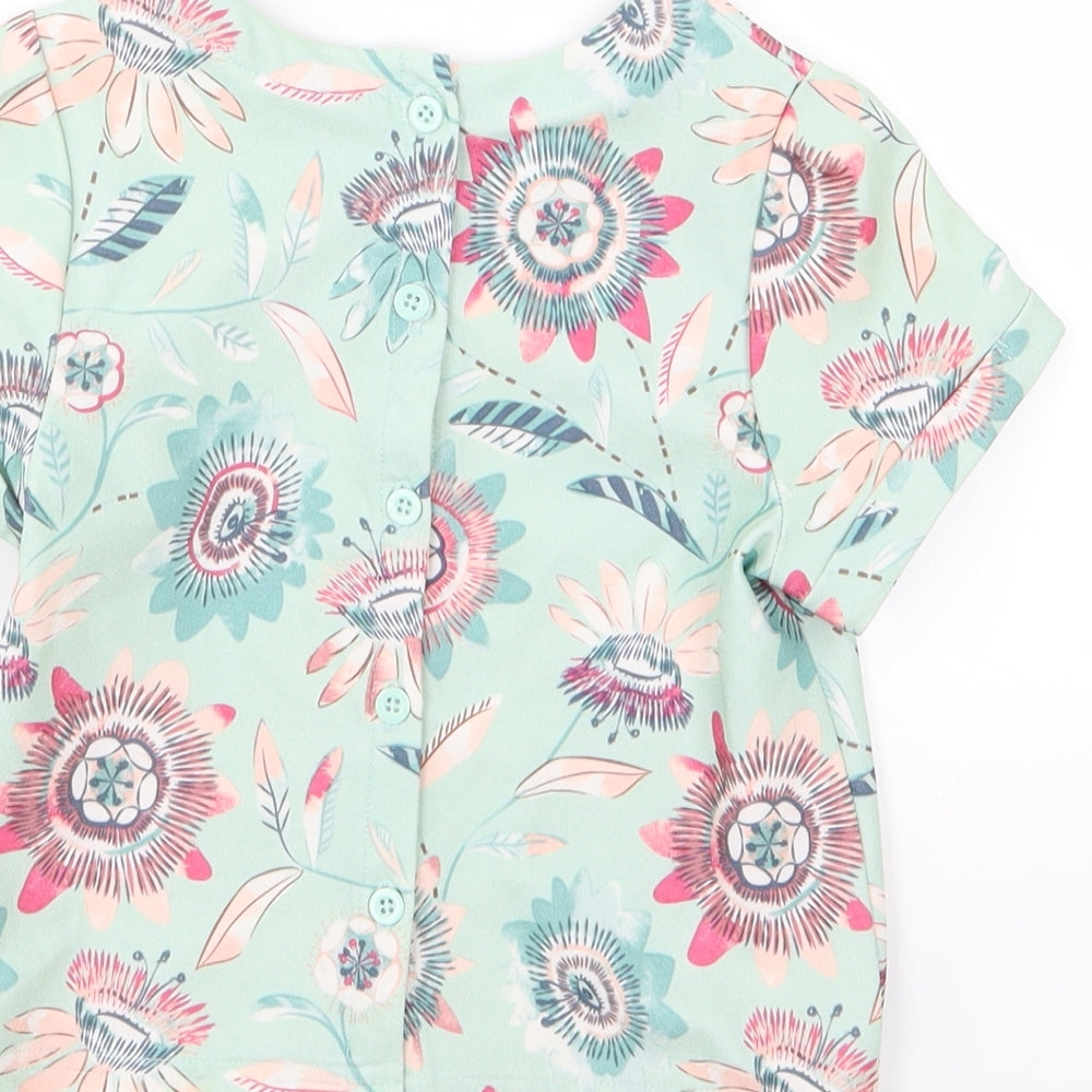 Matalan Girls Green Floral  Basic T-Shirt Size 5 Years