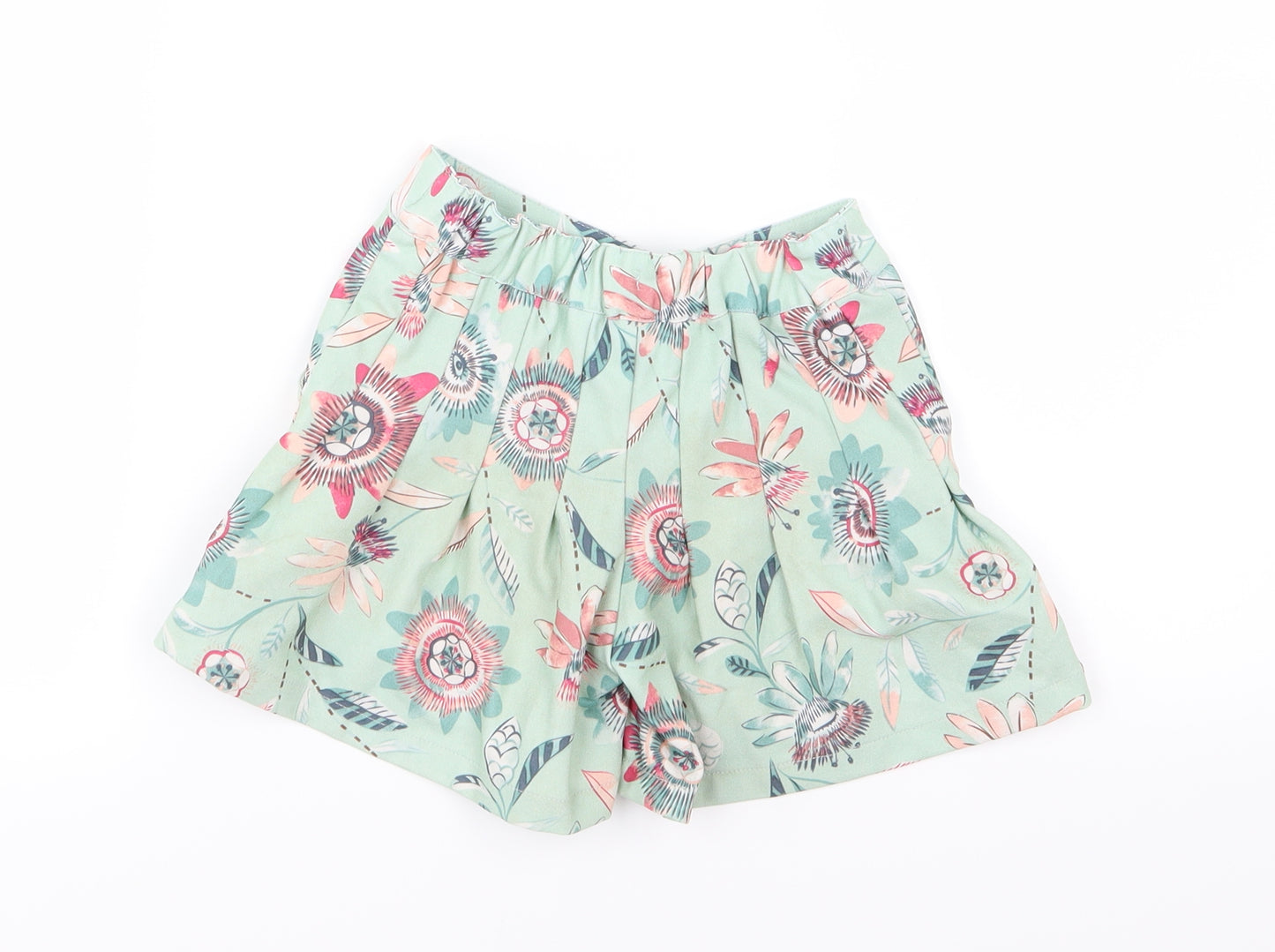 Matalan Girls Green Floral  Sailor Shorts Size 5 Years