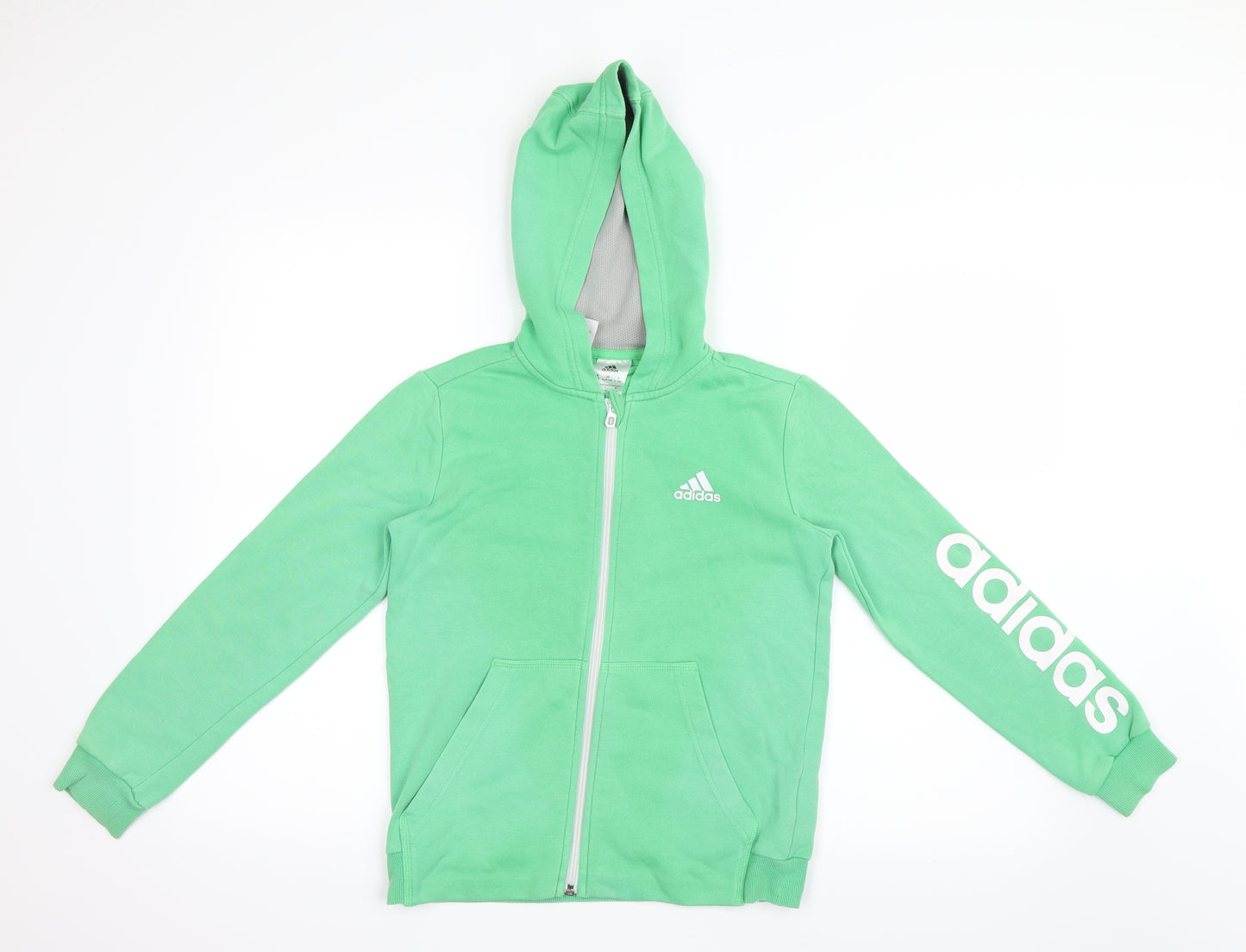 adidas Boys Green   Full Zip Hoodie Size 9-10 Years
