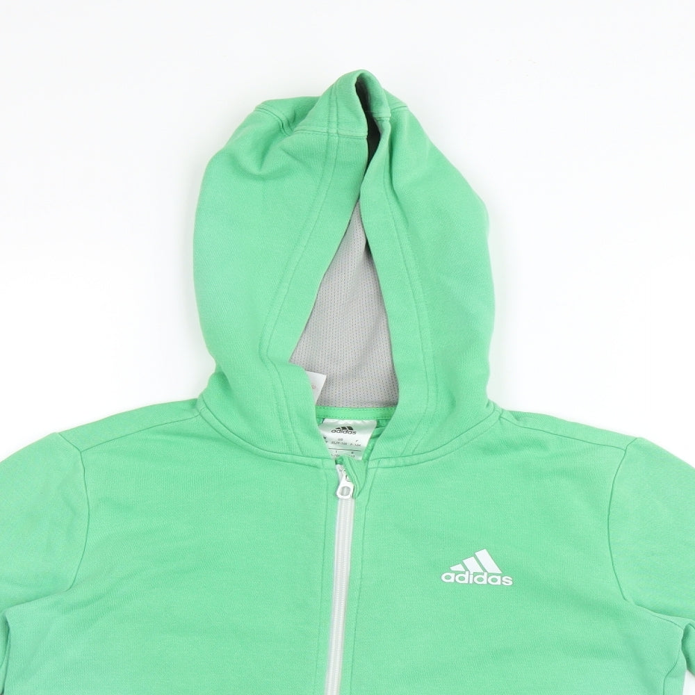 adidas Boys Green   Full Zip Hoodie Size 9-10 Years