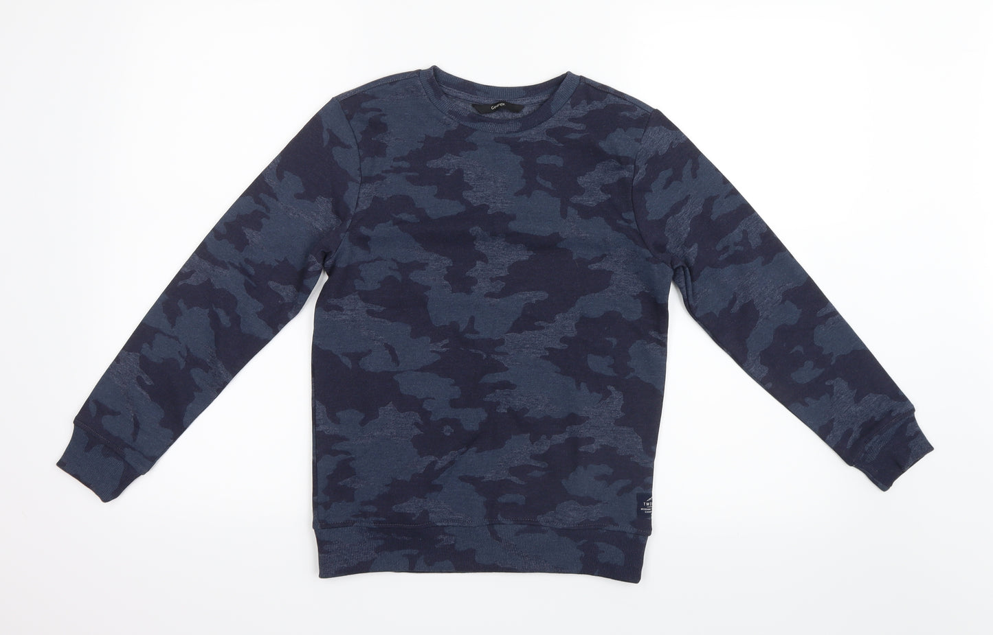 George Boys Blue Camouflage  Pullover Jumper Size 8-9 Years