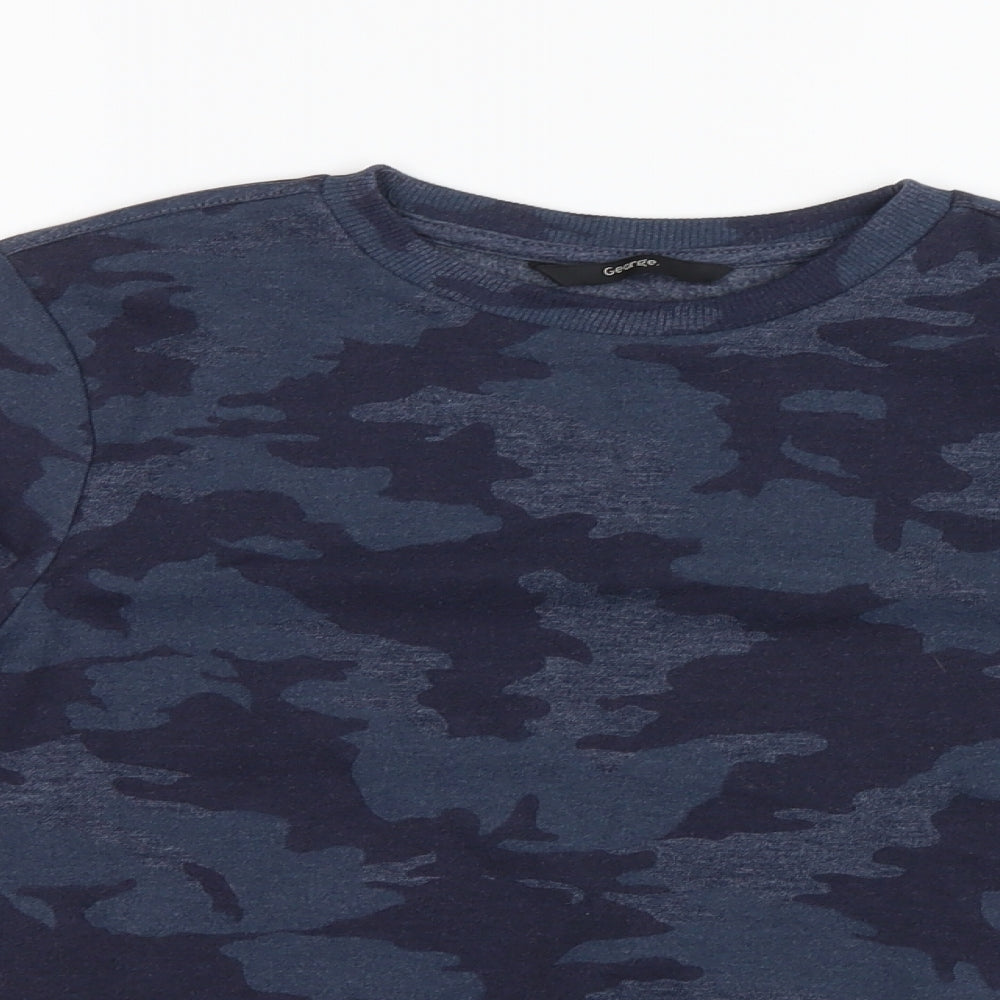 George Boys Blue Camouflage  Pullover Jumper Size 8-9 Years