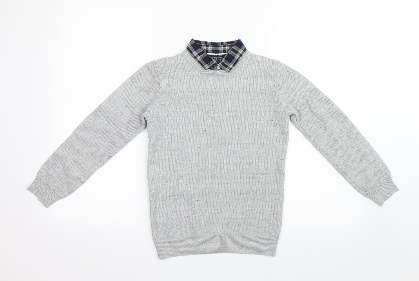 NEXT Boys Grey Geometric Knit Pullover Jumper Size 8 Years