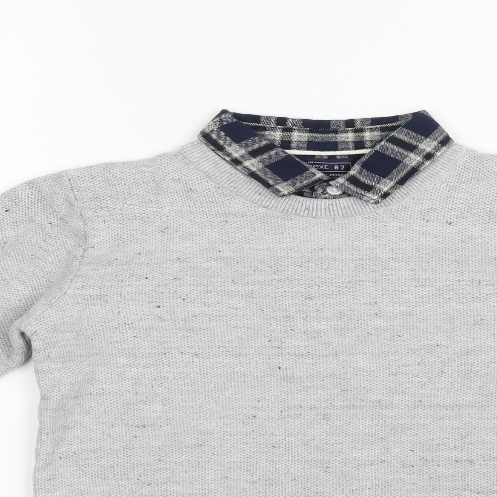 NEXT Boys Grey Geometric Knit Pullover Jumper Size 8 Years