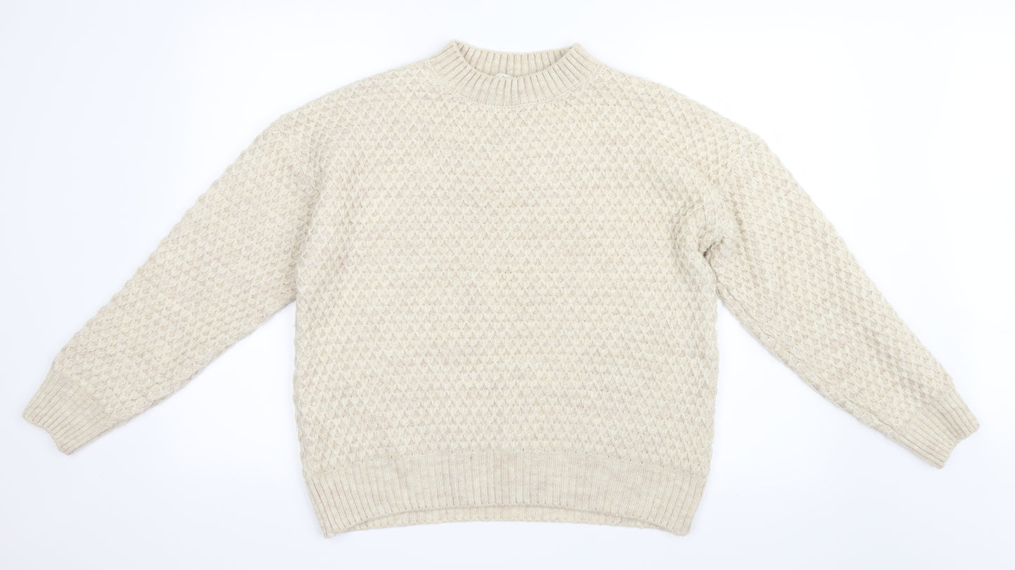 George Womens Ivory Geometric Knit Pullover Jumper Size M