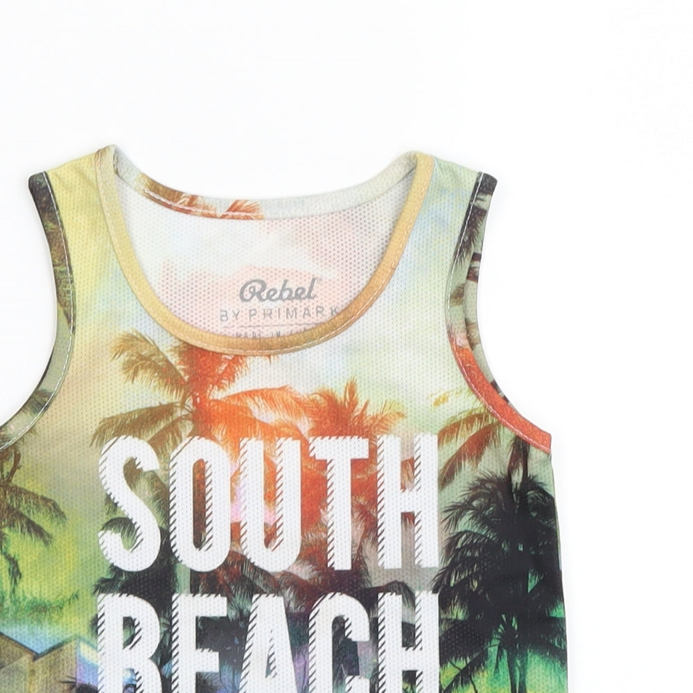 Primark Boys Green Geometric  Basic Tank Size 3-4 Years