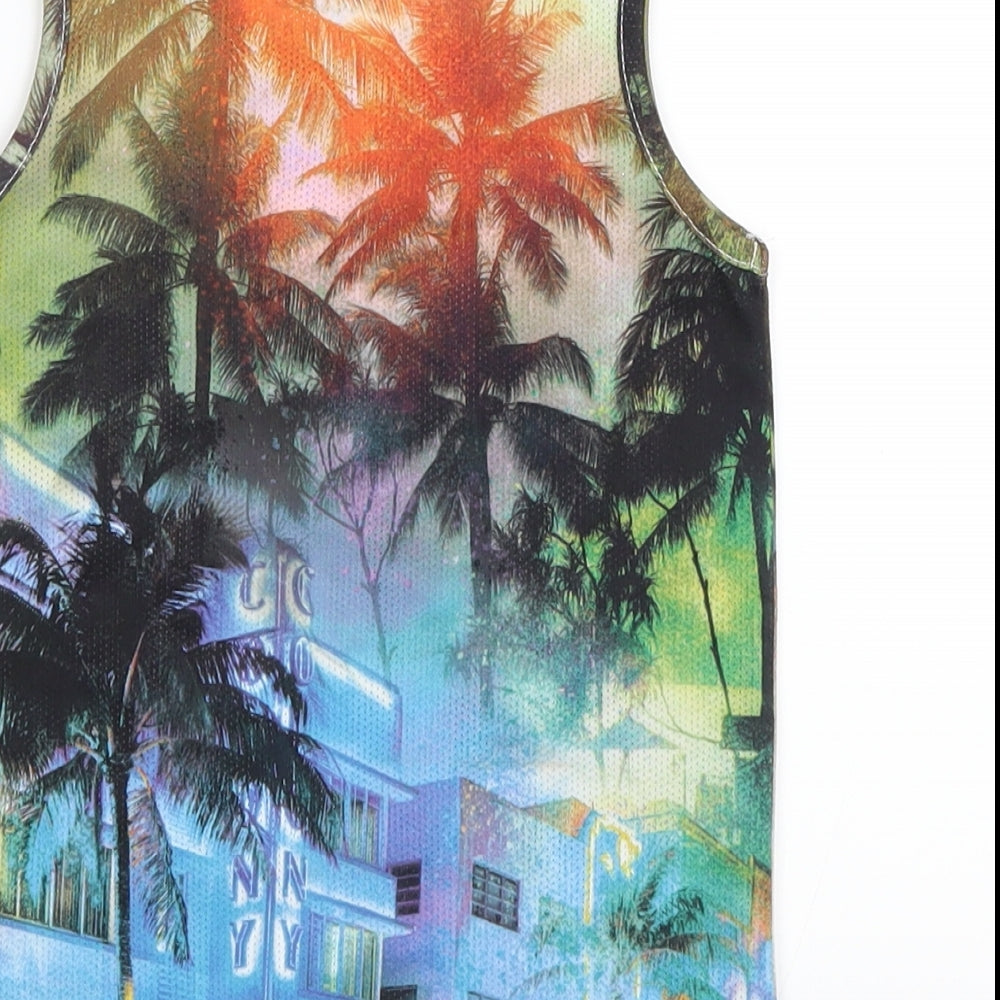 Primark Boys Green Geometric  Basic Tank Size 3-4 Years