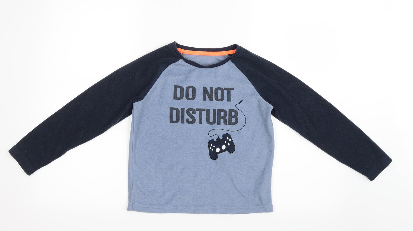 Preworn Boys Blue Geometric   Pyjama Top Size 9 Years