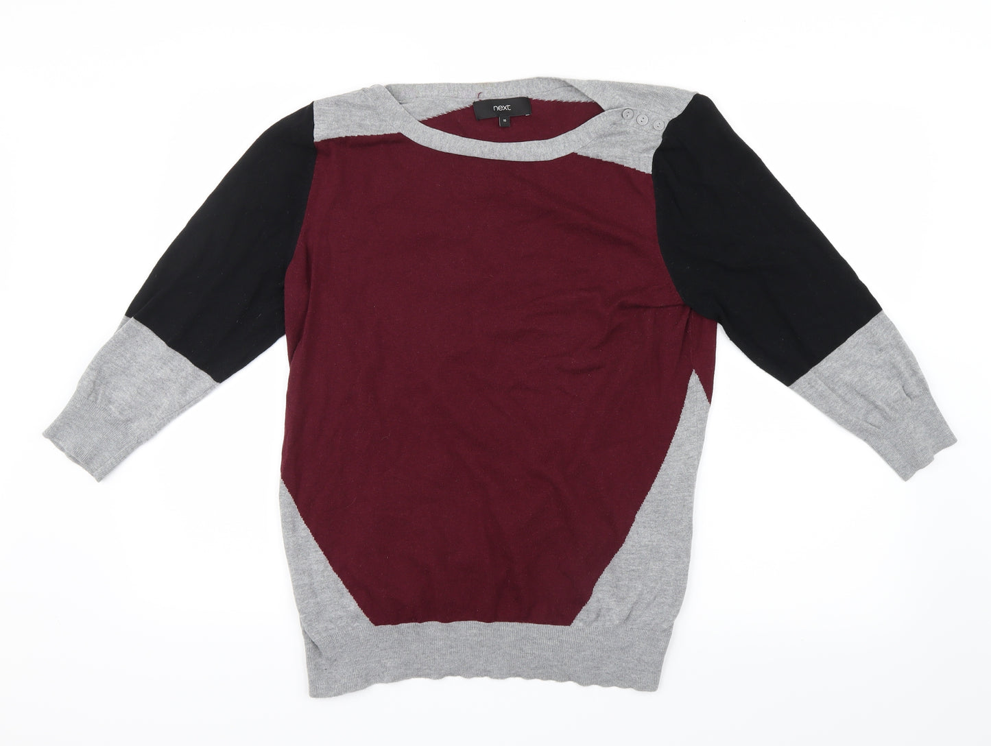 NEXT Womens Grey Geometric Knit Pullover Jumper Size 16