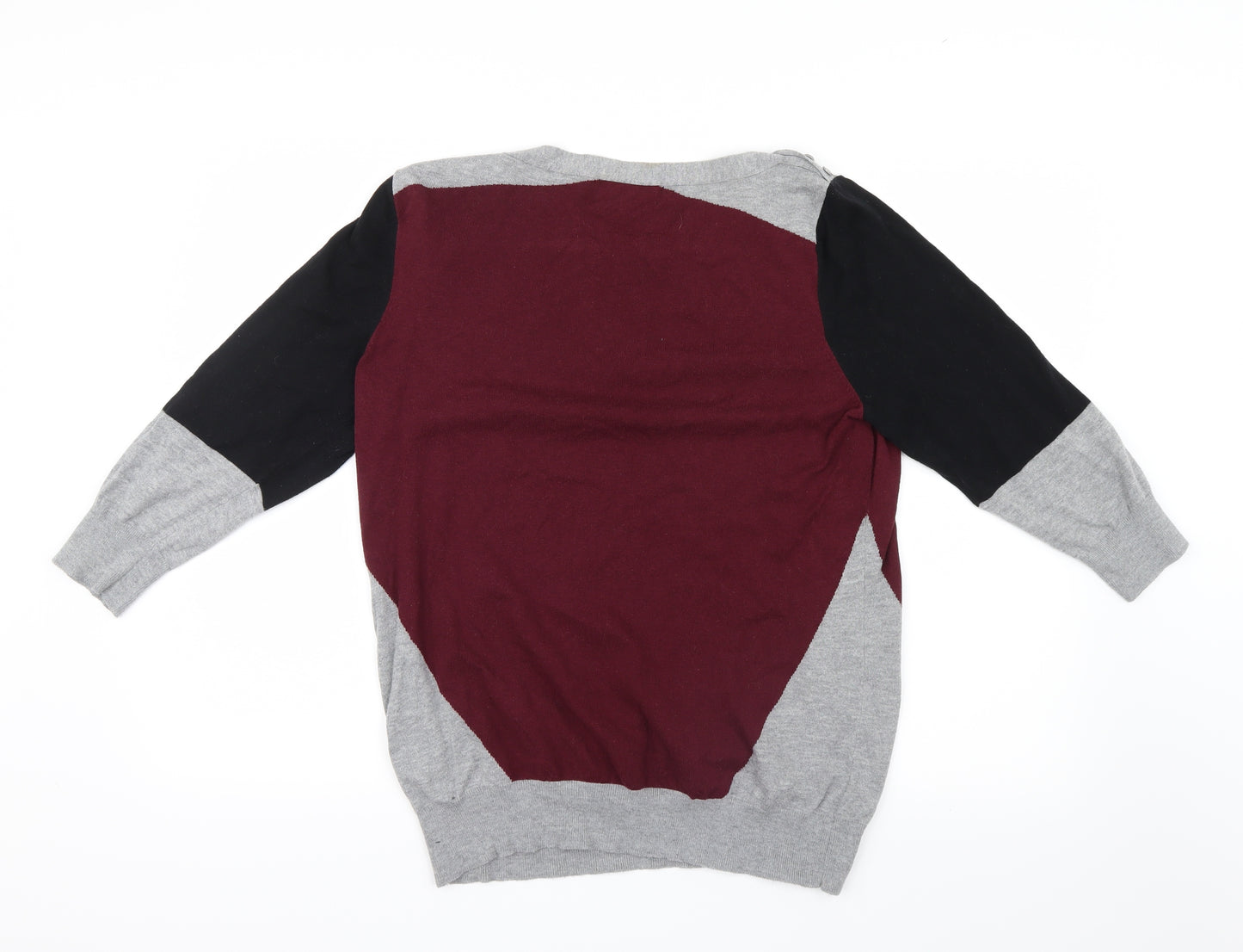 NEXT Womens Grey Geometric Knit Pullover Jumper Size 16