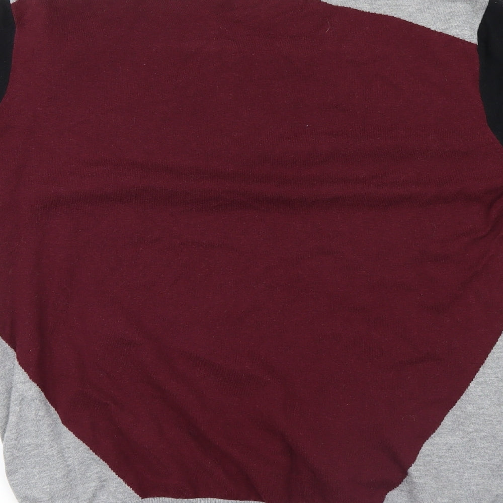 NEXT Womens Grey Geometric Knit Pullover Jumper Size 16