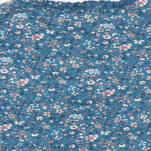 George  Girls Blue Floral  Basic T-Shirt Size 18-24 Months  - Frill neck