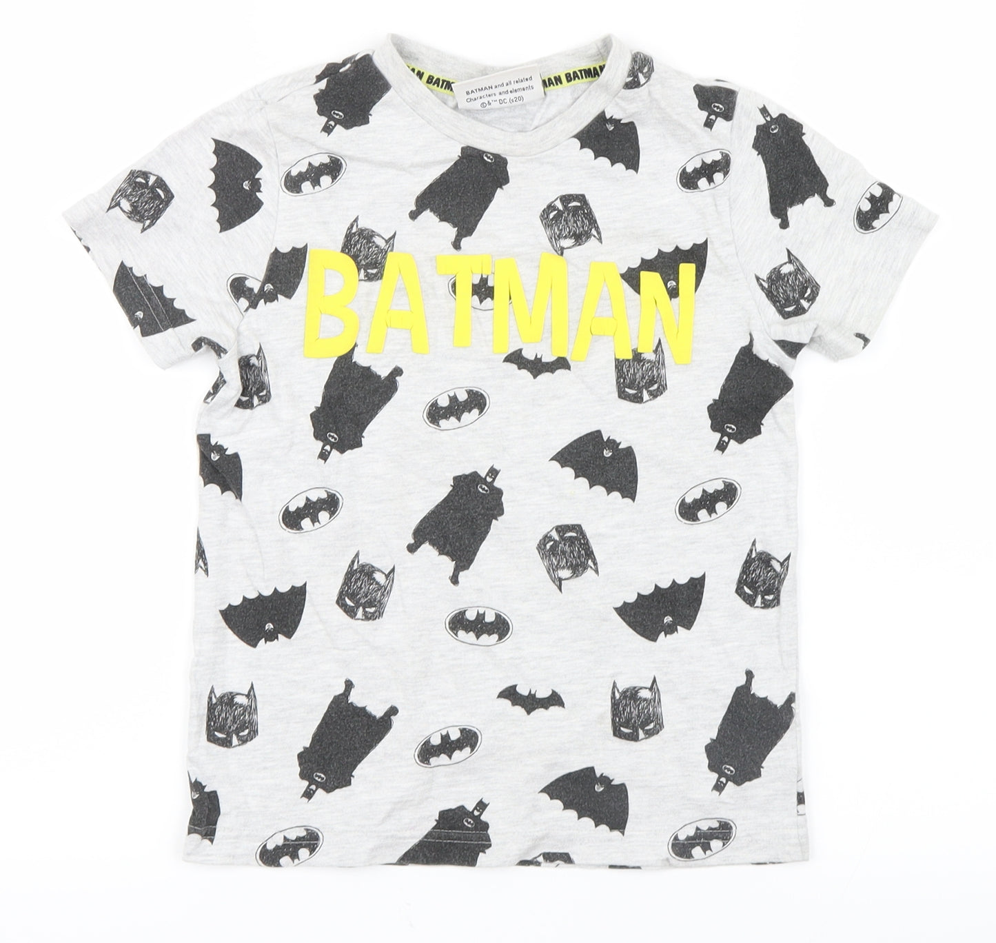 Batman Boys Grey Geometric  Basic T-Shirt Size 5-6 Years  - Batman
