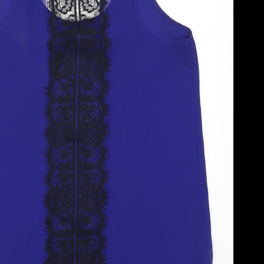 Topshop Womens Blue  Lace Basic Tank Size 8