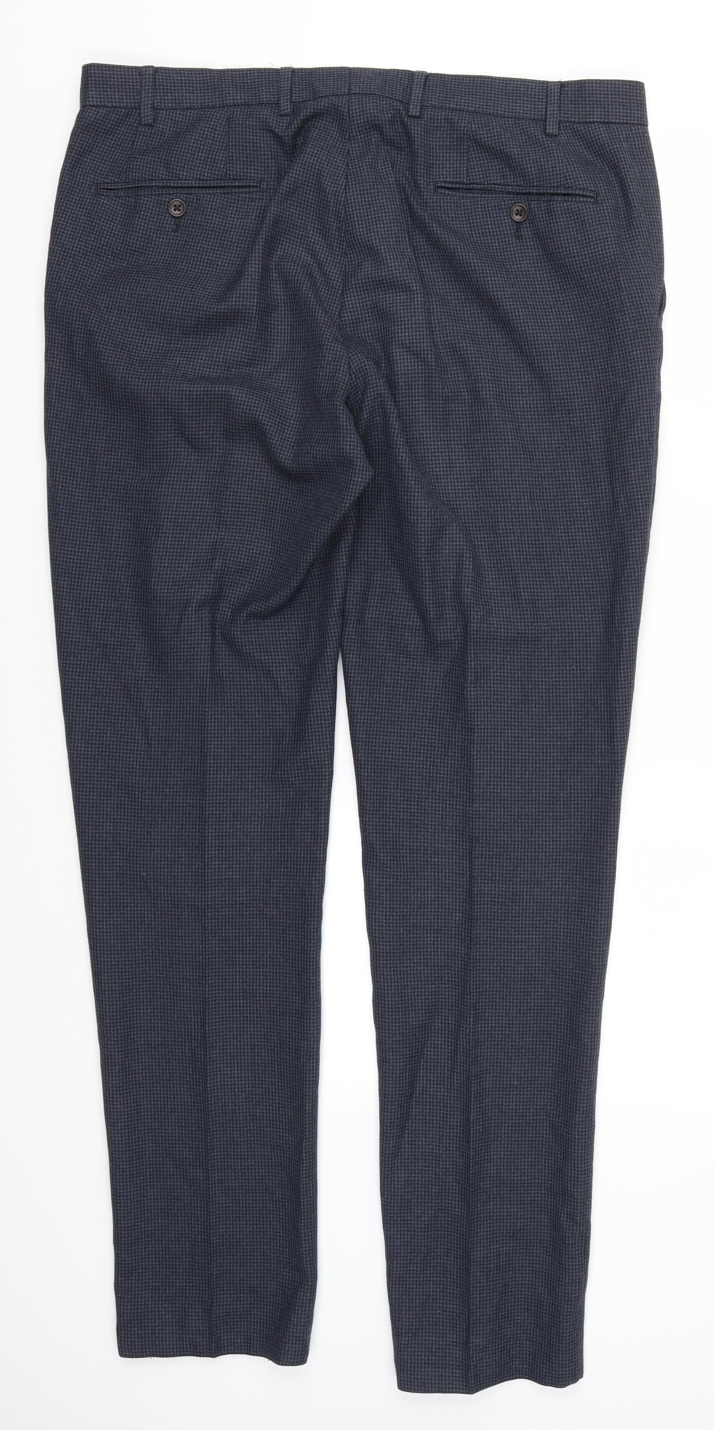 NEXT Mens Blue Houndstooth  Trousers  Size 36 L33 in