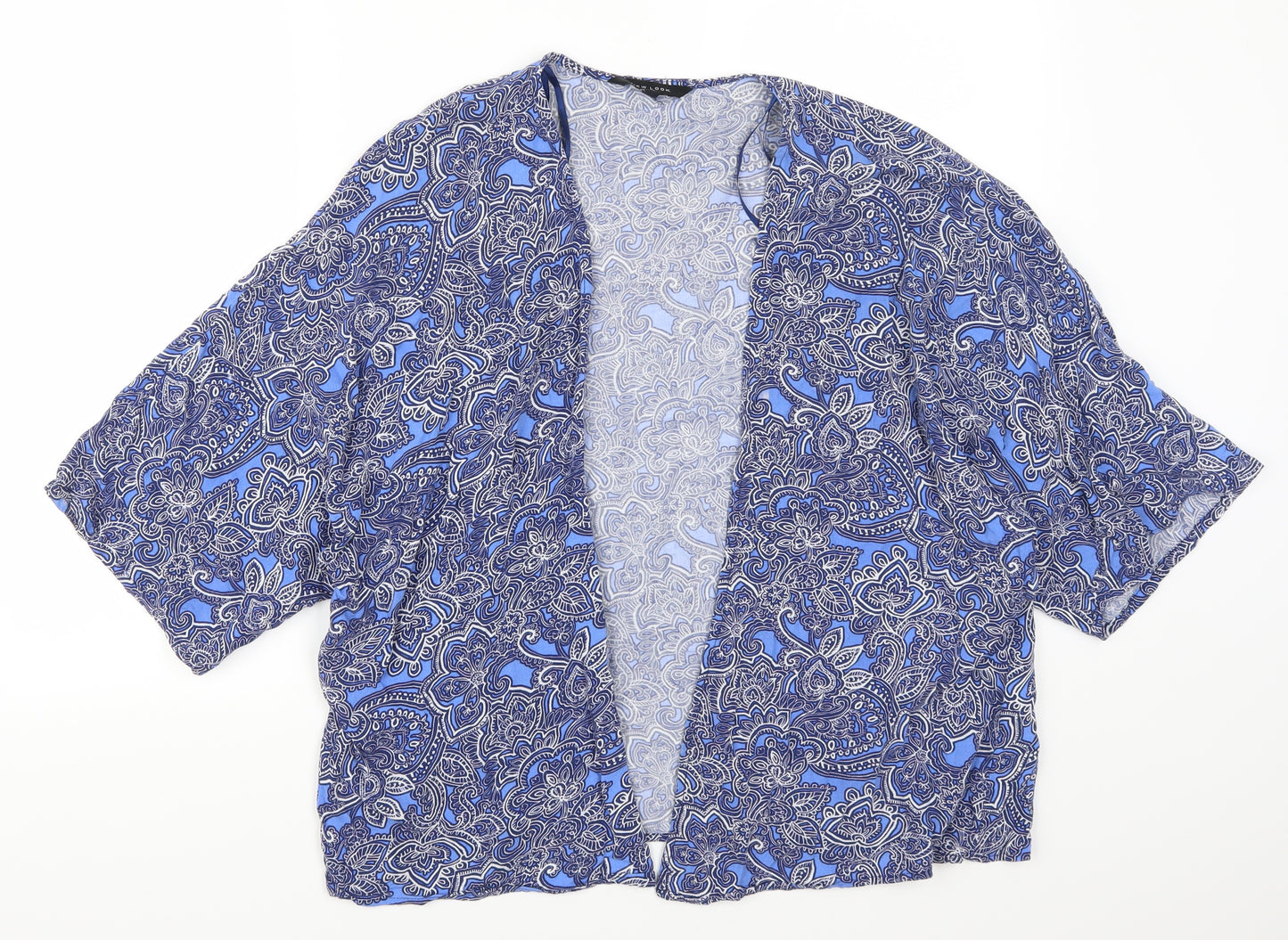 New Look Womens Blue Geometric  Kimono Jacket Size 12
