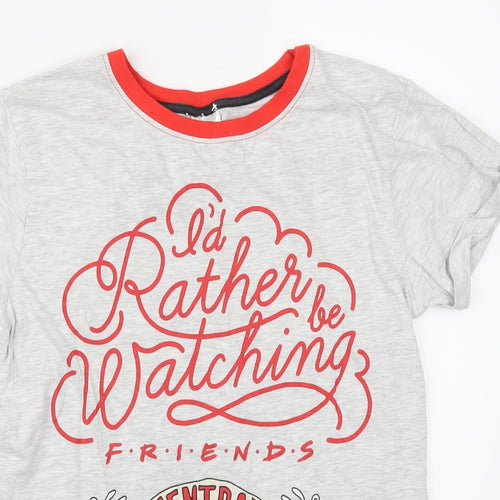 Preworn Womens Grey   Basic T-Shirt Size 12  - Friends Central Perk