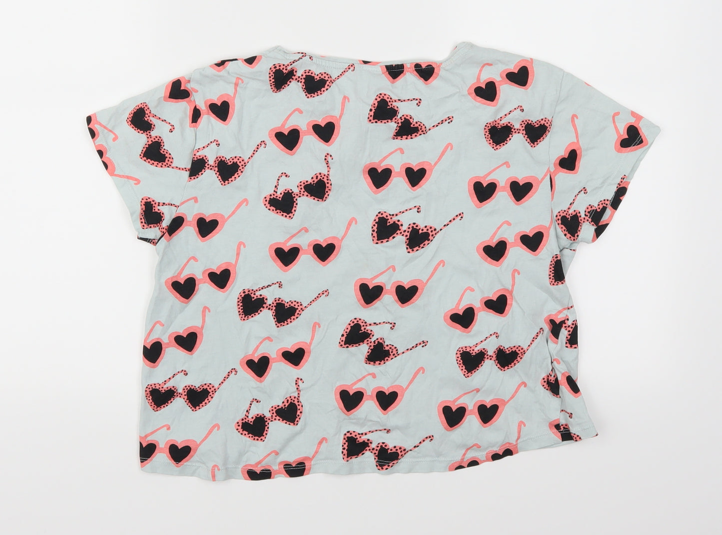 Zara Girls Blue   Basic T-Shirt Size 13-14 Years  - Pink Heart Sunglasses