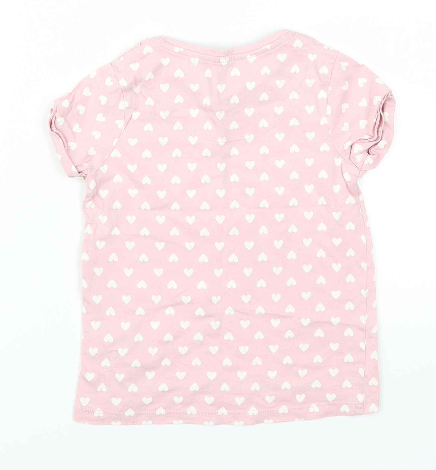 TU Girls Pink Geometric  Basic T-Shirt Size 2-3 Years  - Love Hearts