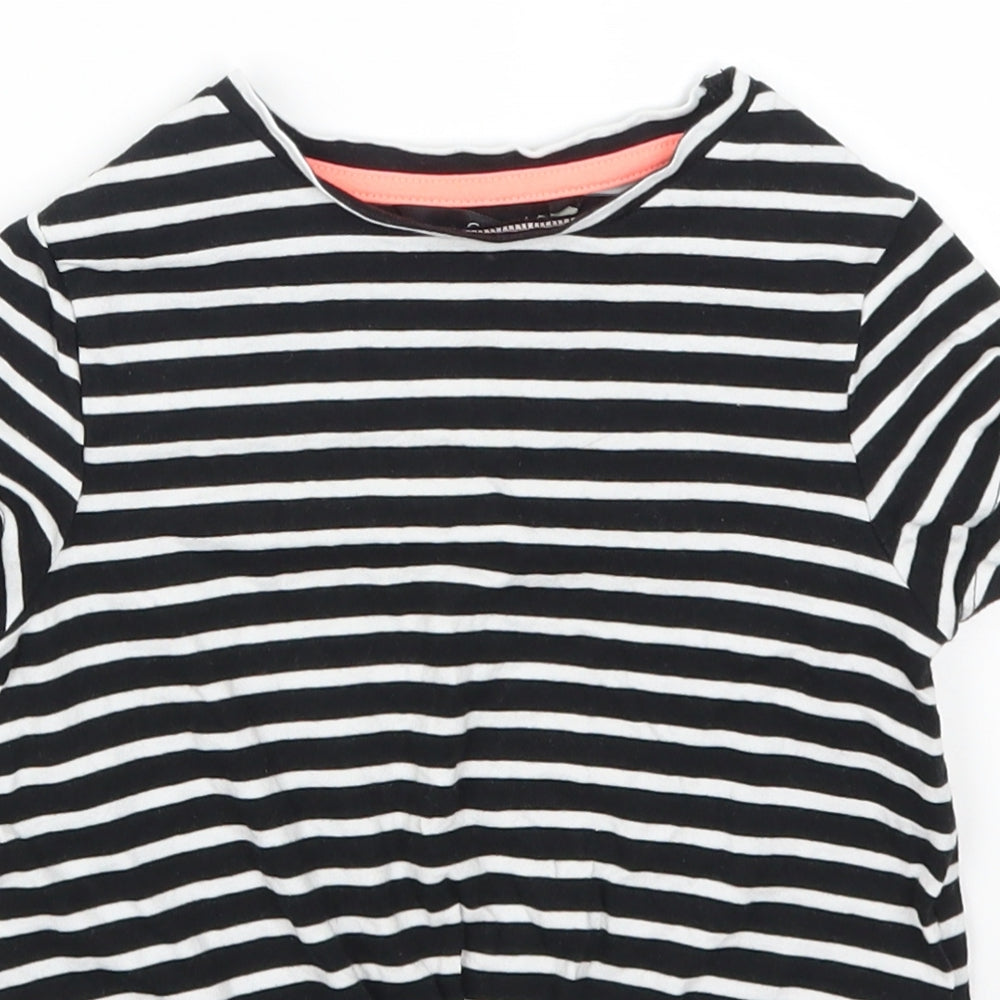 George Girls Black Striped  Basic T-Shirt Size 6-7 Years