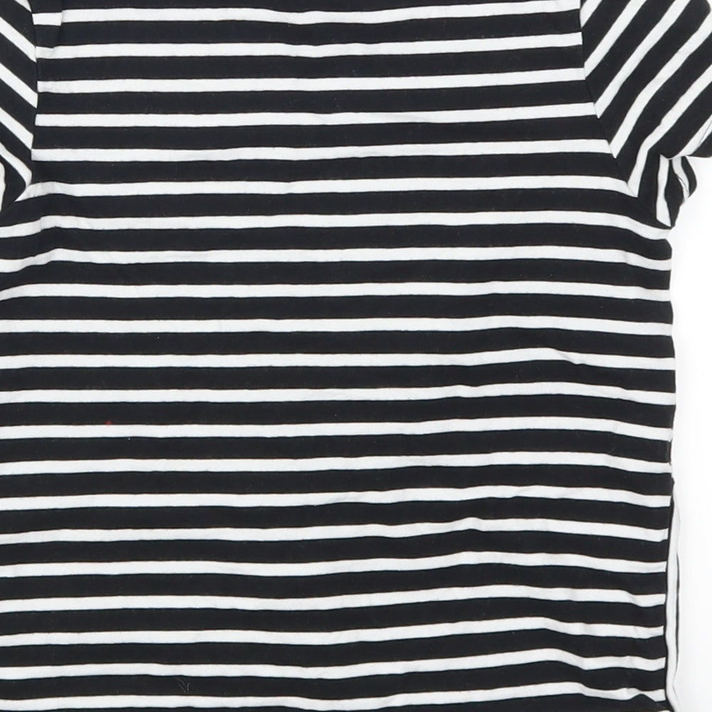 George Girls Black Striped  Basic T-Shirt Size 6-7 Years