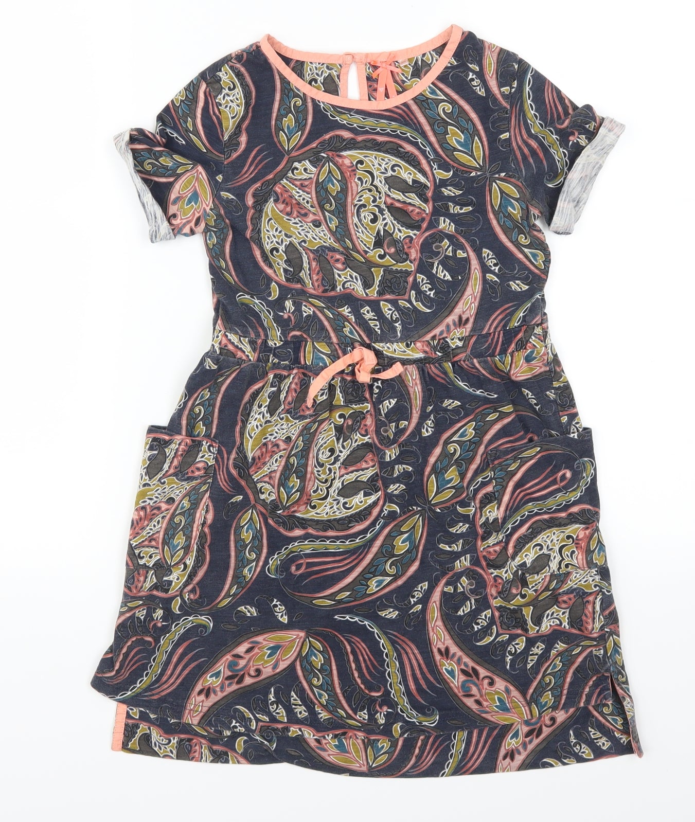 NEXT Girls Blue Geometric  Skater Dress  Size 8 Years