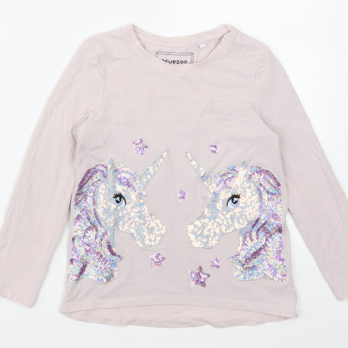 Bluezoo Girls Pink   Basic T-Shirt Size 7-8 Years  - Unicorns