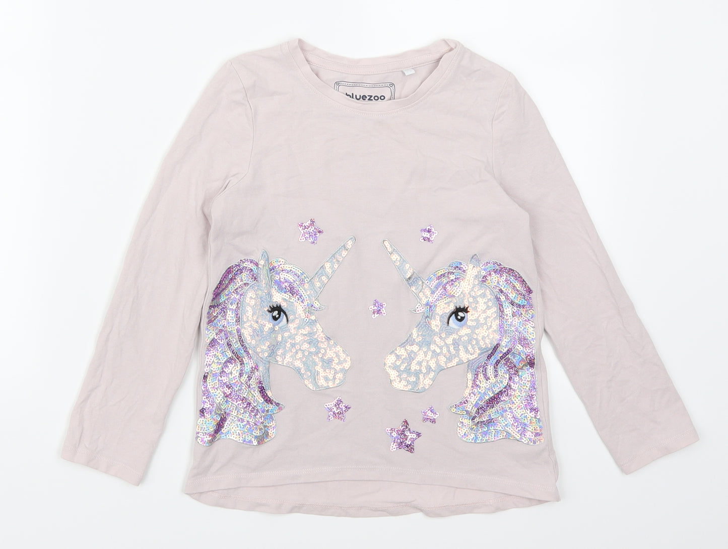 Bluezoo Girls Pink   Basic T-Shirt Size 7-8 Years  - Unicorns