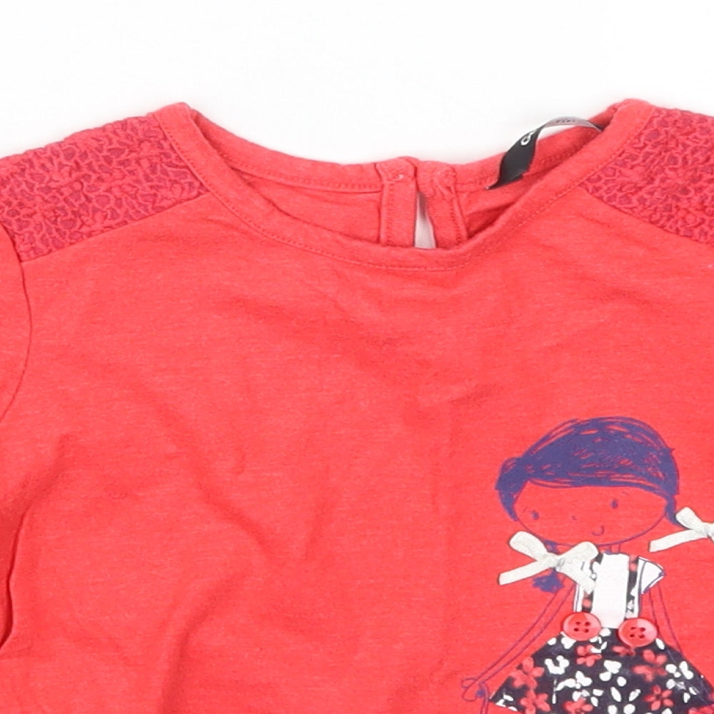 George Girls Red   Basic T-Shirt Size 2-3 Years  - Girl Puppy