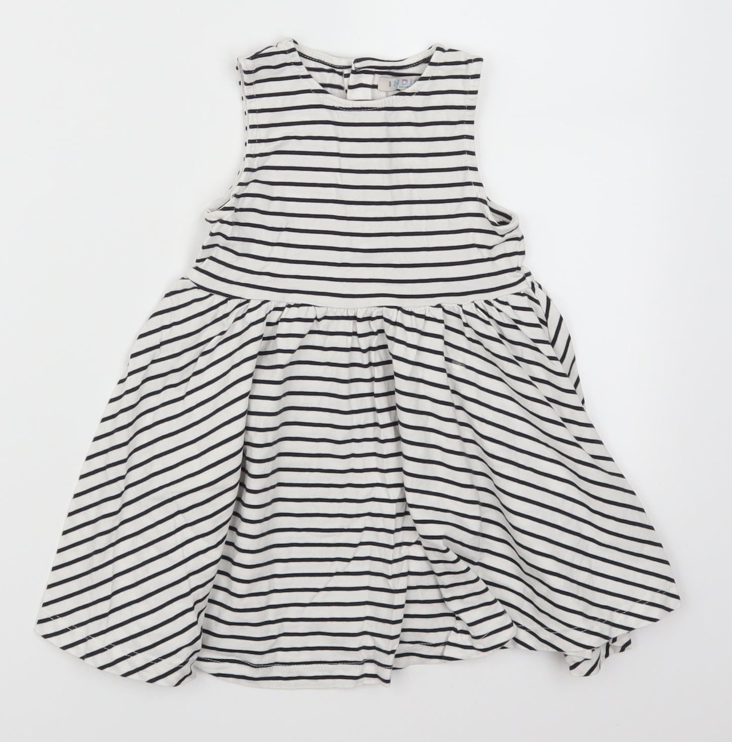 Marks and Spencer Girls White Striped  A-Line  Size 2-3 Years