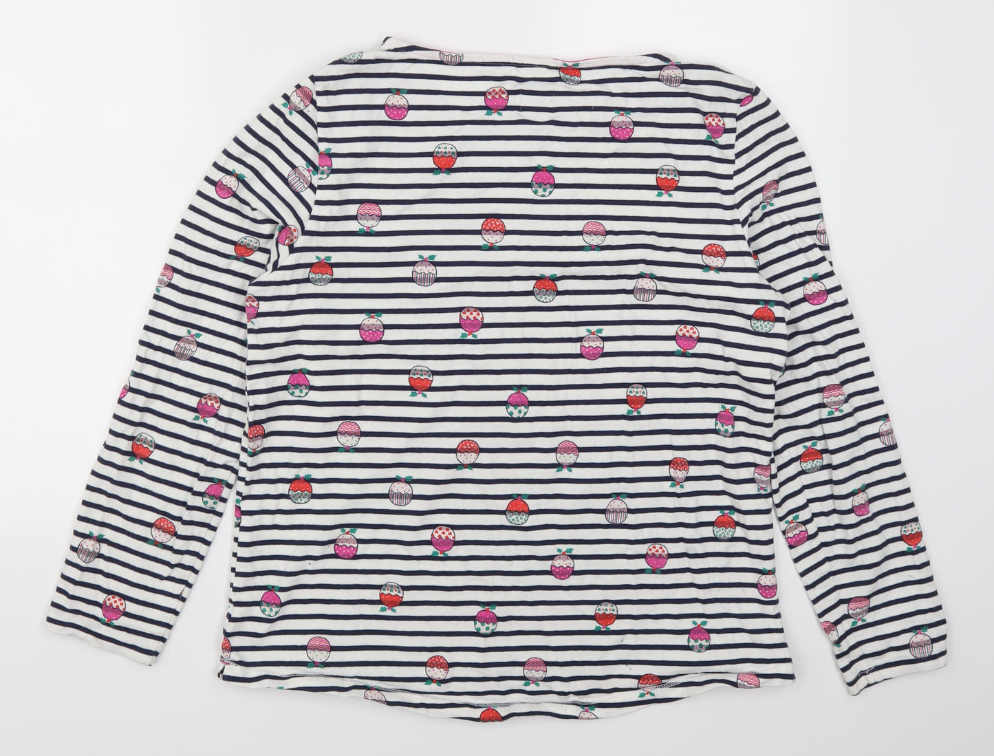 George Womens Blue Striped  Basic T-Shirt Size 12  - Christmas Pudding