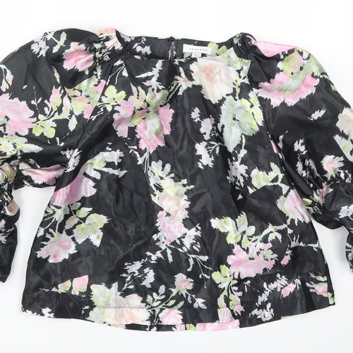Topshop Womens Black Floral  Basic Blouse Size 12