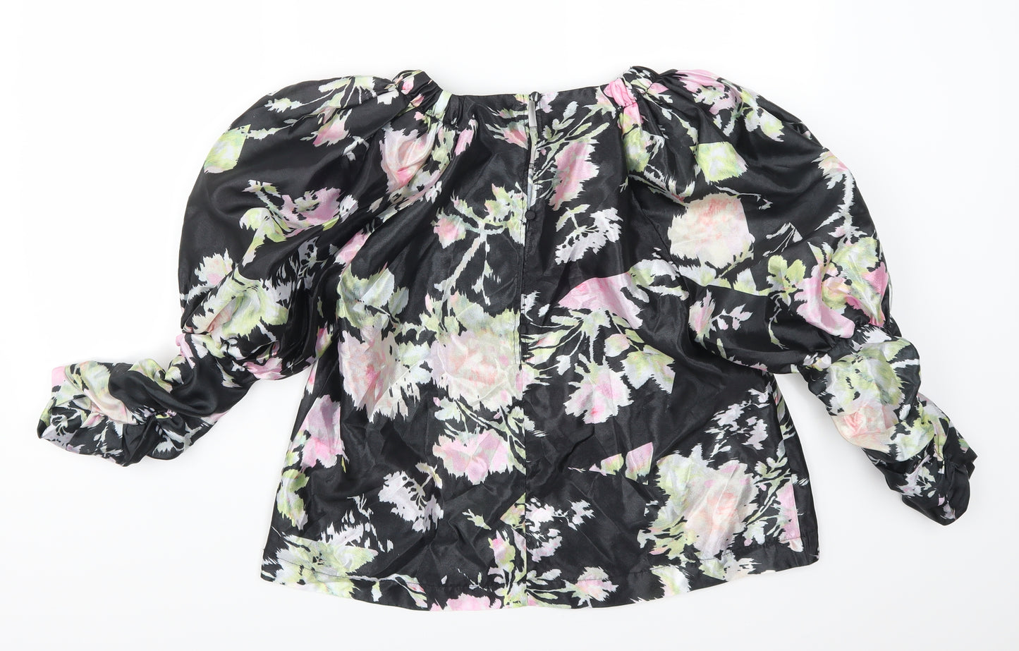 Topshop Womens Black Floral  Basic Blouse Size 12