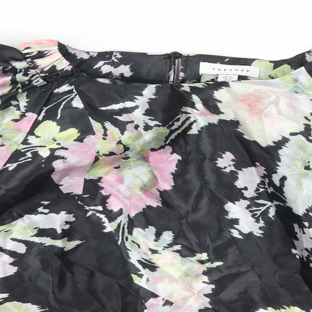 Topshop Womens Black Floral  Basic Blouse Size 12