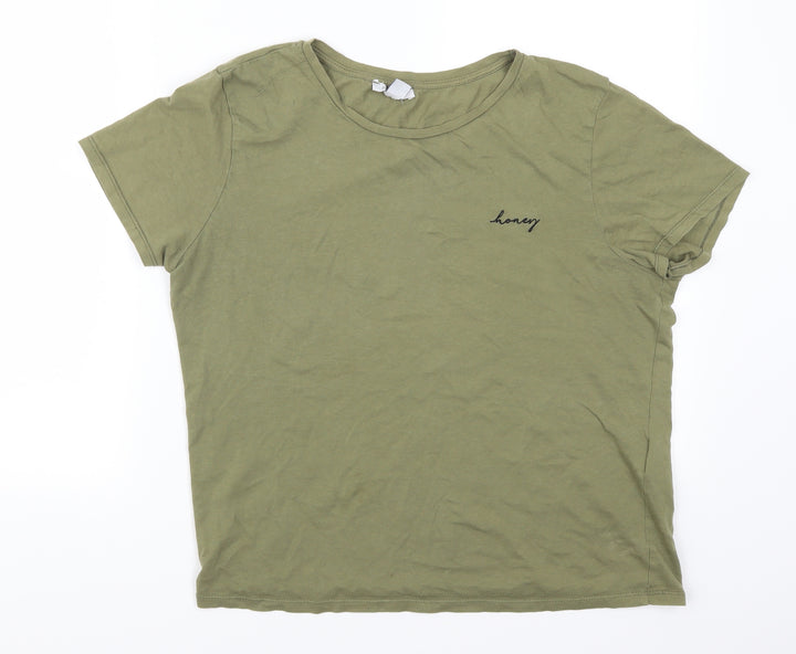 Amisu Womens Green   Basic T-Shirt Size M  - Honey