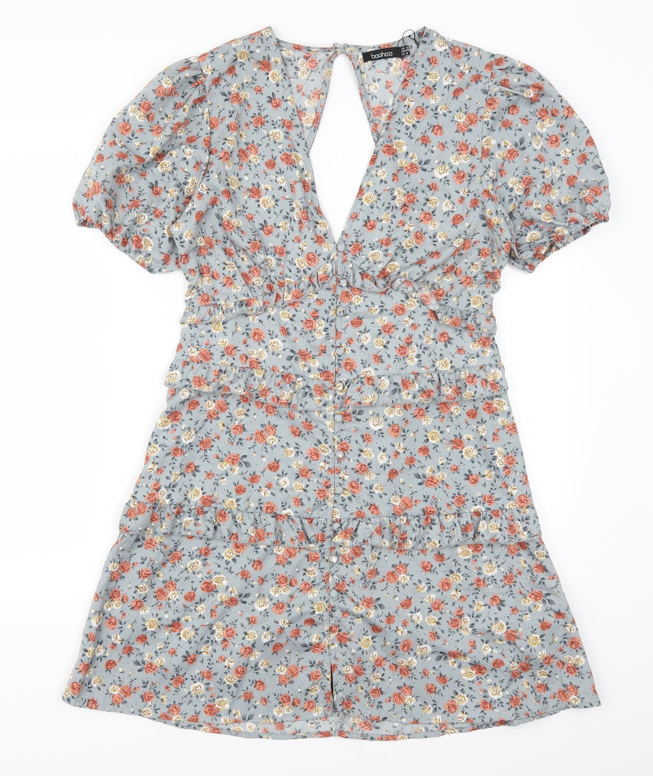 Boohoo Womens Grey Fair Isle  A-Line  Size 12