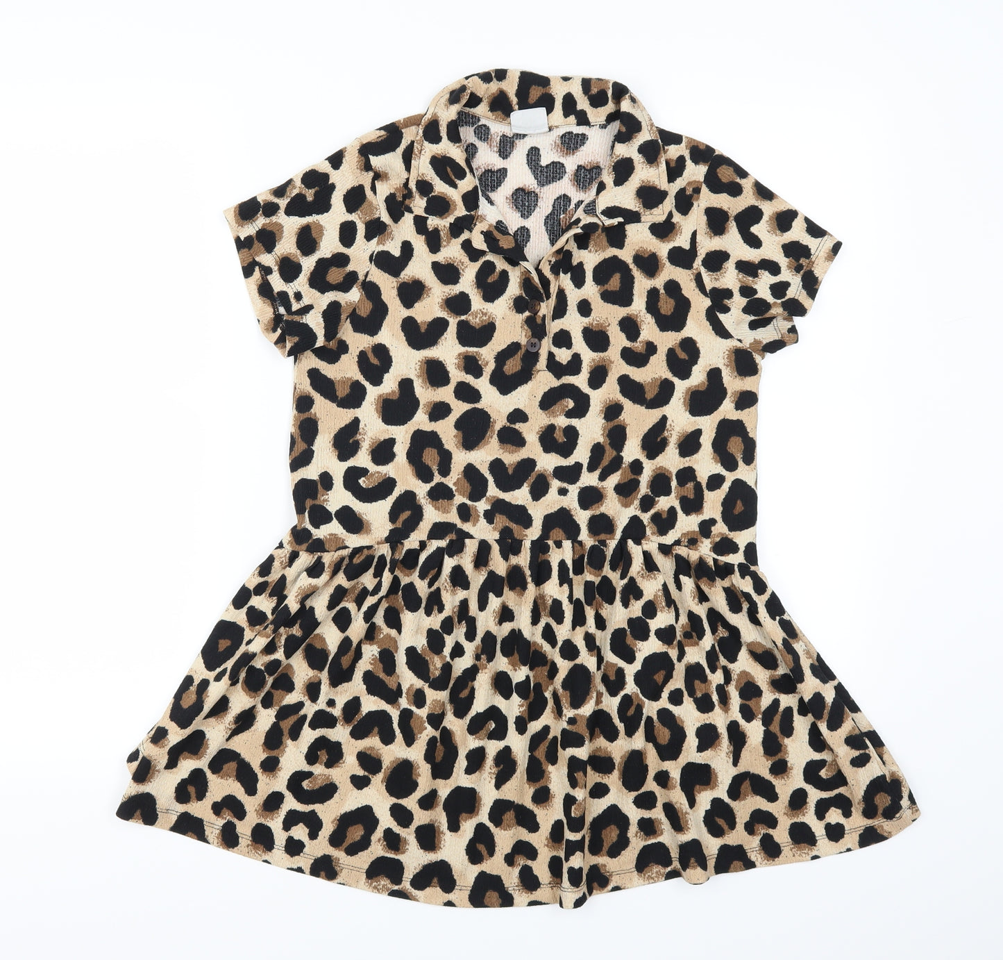 Zara Girls Brown Animal Print  Skater Dress  Size 9 Years