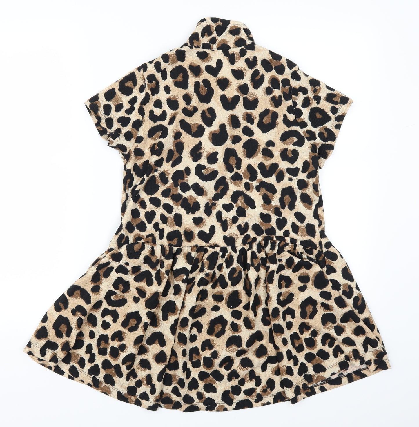 Zara Girls Brown Animal Print  Skater Dress  Size 9 Years