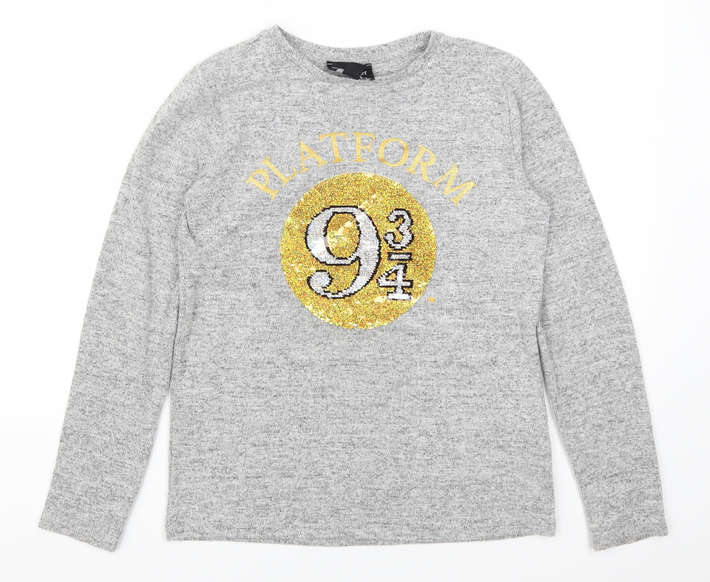 Primark Girls Grey   Basic T-Shirt Size 13-14 Years  - Harry Potter Platform 9 3/4