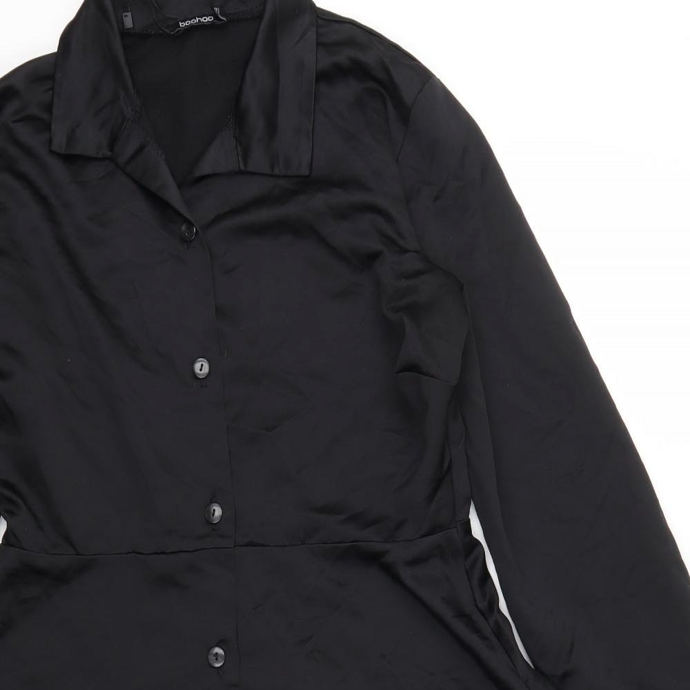 Boohoo Womens Black   Shirt Dress  Size 14