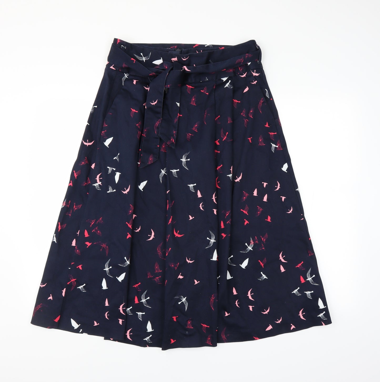 Marks and Spencer Womens Blue   A-Line Skirt Size 12  - Bird Print