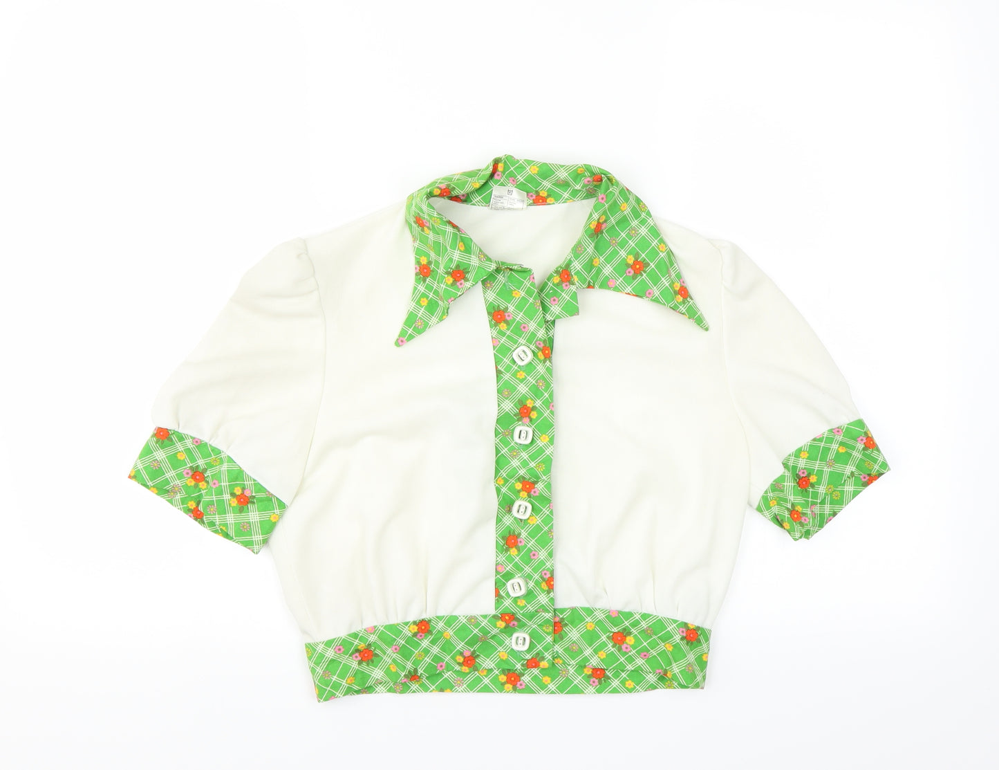 Spinney Womens White   Basic Blouse Size 14  - CROPPED floral detail
