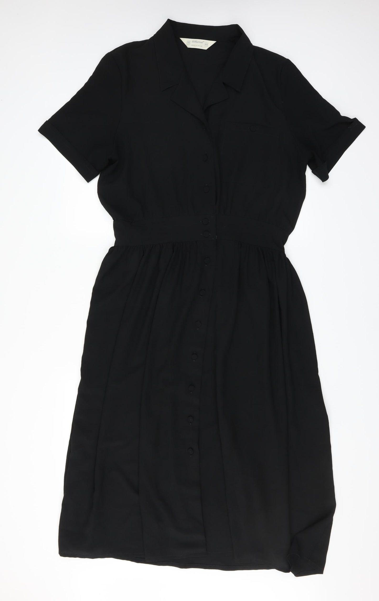 Marks and Spencer Womens Black   Shirt Dress  Size 16
