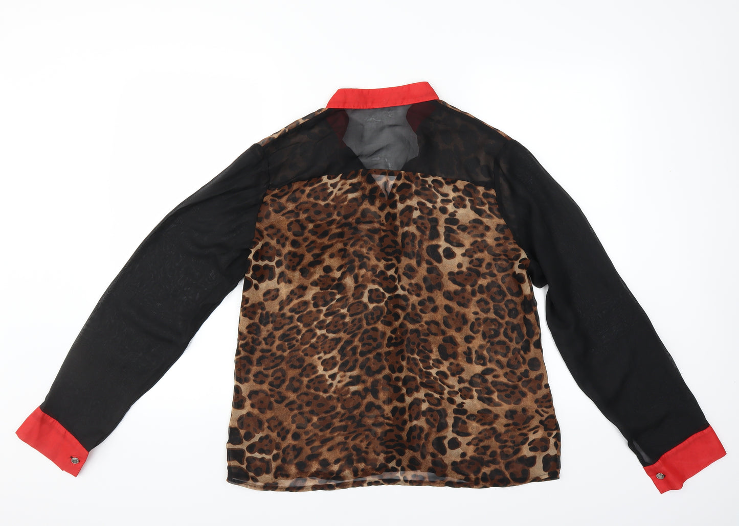 Zanzea Womens Brown Animal Print  Basic Blouse Size 3XL  - sheer
