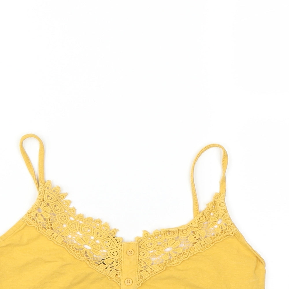 New Look Womens Yellow   Camisole T-Shirt Size 10  - CROPPED