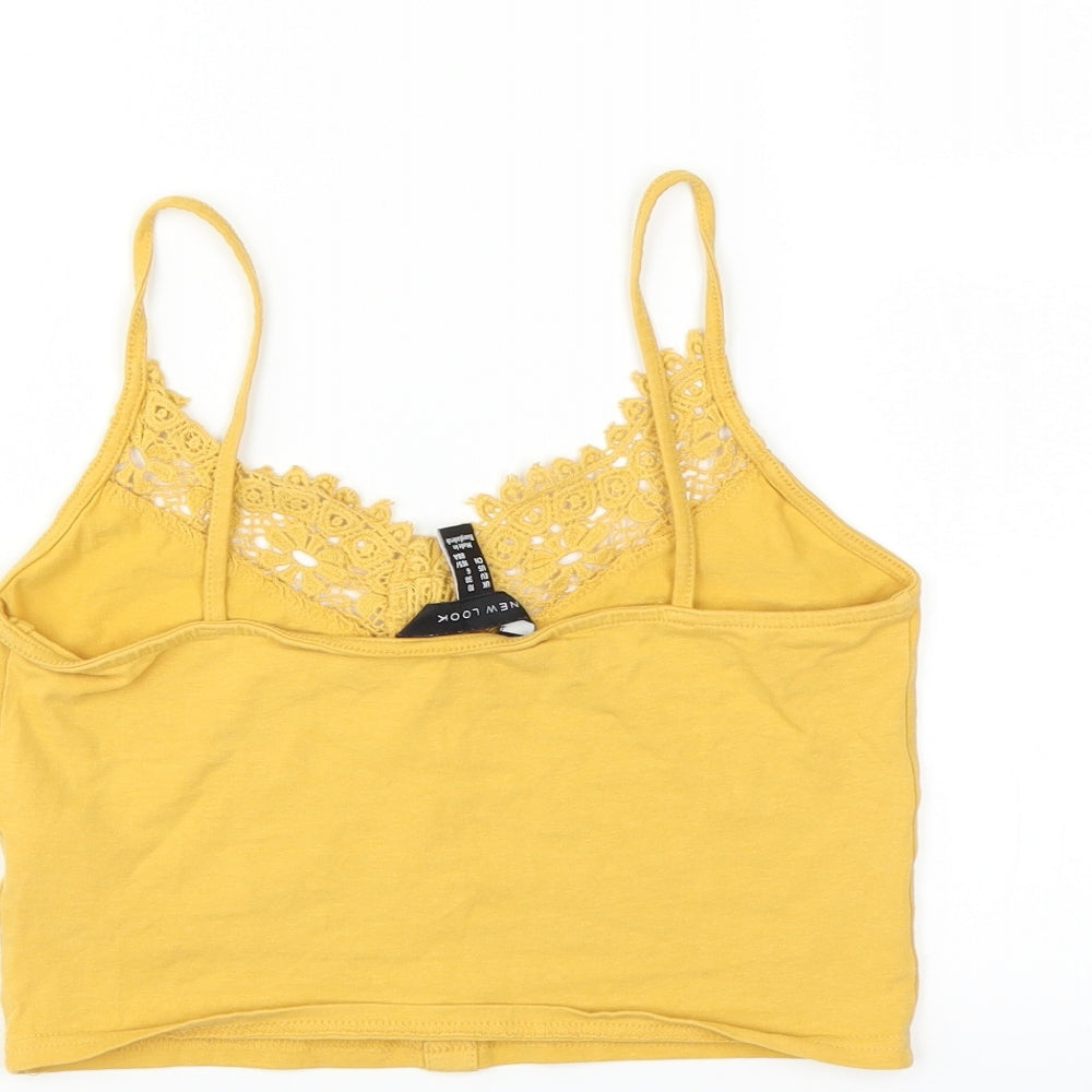 New Look Womens Yellow   Camisole T-Shirt Size 10  - CROPPED