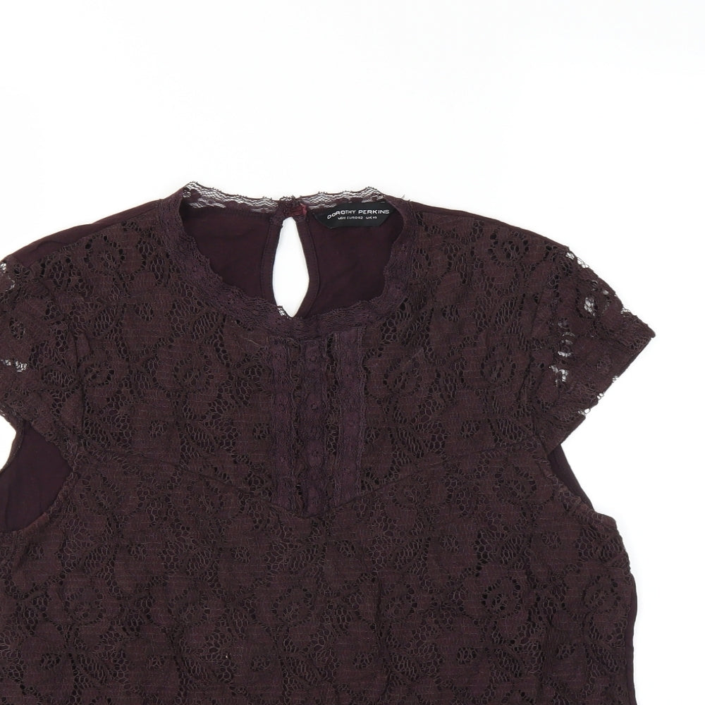 Dorothy Perkins Womens Purple Floral  Basic Blouse Size 14