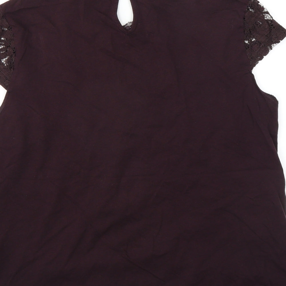 Dorothy Perkins Womens Purple Floral  Basic Blouse Size 14